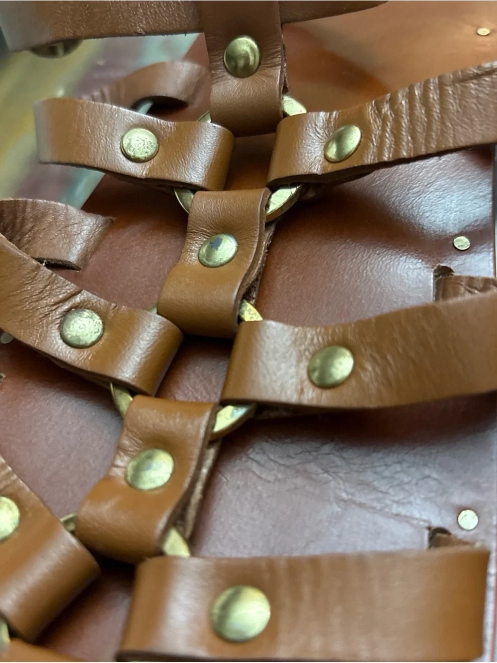 beek Crane stud  Leather Gladiator Sandals in Tan, size 8, handmade. - Picture 15 of 16